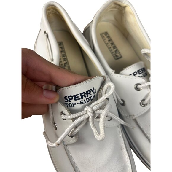 Sperry Top-Sider White Leather Boat Shoes Womens Size 6 - Picture 3 of 7